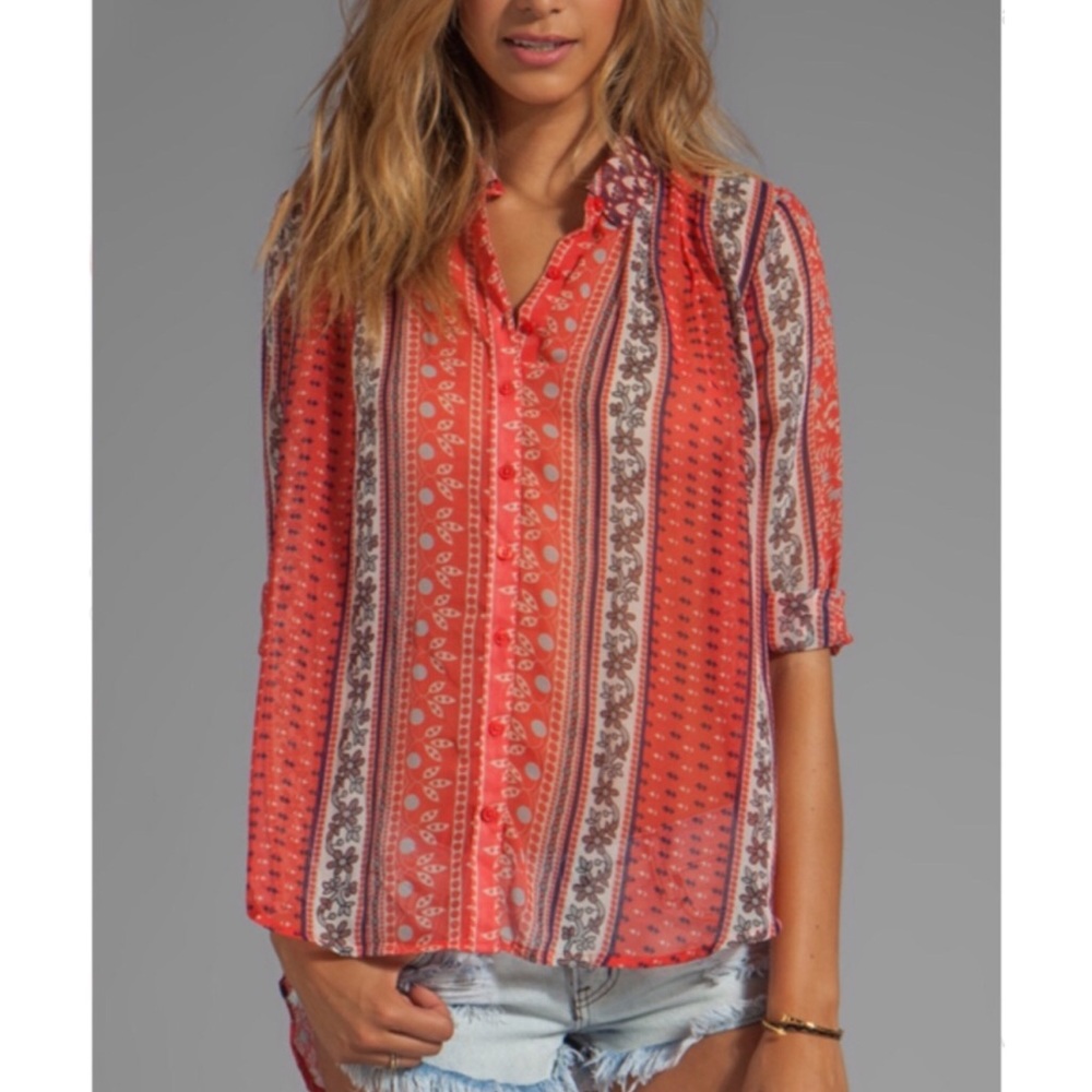 Free People Moonlight Mile Penny Georgette Top